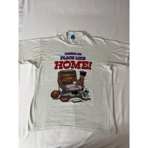 Vintage Fruit of the Loom Sports Graphic T-Shirt XL Grey No Place Like Home Rare
